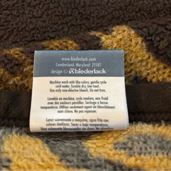 Orion Biederlack Fleece blanket reversible Tiger Profile & Print 53” x 72” USA - Picture 4 of 8